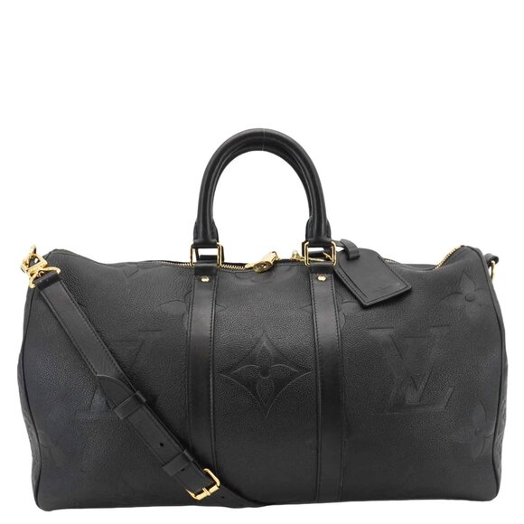 Louis Vuitton  Keepall Bandouliere 45 Monogram Empreinte Giant Travel Bag Black - Picture 1 of 11
